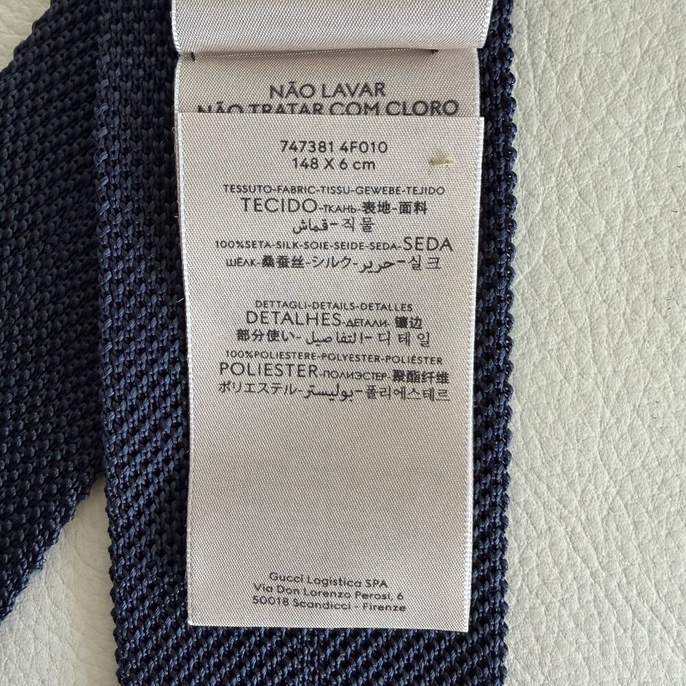 NEW GUCCI Knitted silk Double G tie Blue - Picture 8 of 9